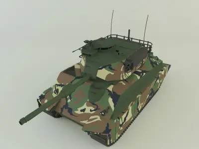 Sherman II model military tank 3D model