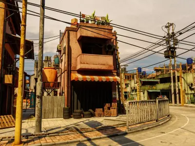 ASIAN URBAN BUILDING HONGKONG 01 Low-poly 3D model