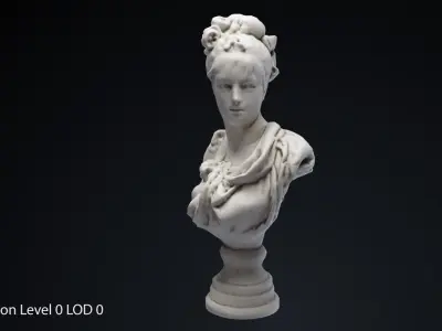 Bust Young Woman Low-poly 3D model