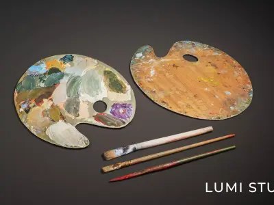 Artist Round Pallete  Free low-poly 3D model