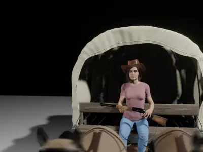 western cowboy cart 3D model