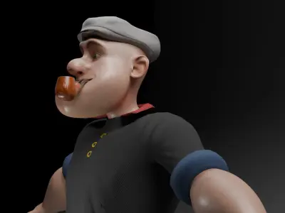 cartoon sailor character inspired by popoye the sailer man  Low-poly 3D model