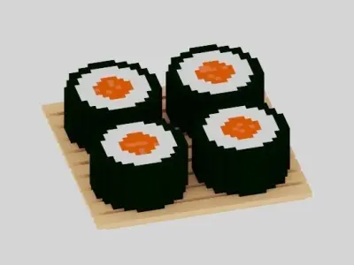 Salmon Maki Japanese Food Sushi  Low-poly 3D model