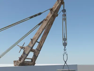 Ancient roman construction crane Pentaspastos - simple Low-poly 3D model