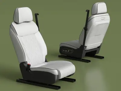 White Leather Car Seat with Seatbelt 3D model