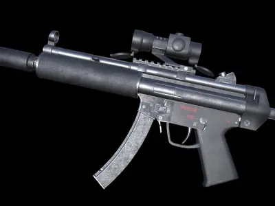 MP5 A5- Game Ready  Low-poly 3D model