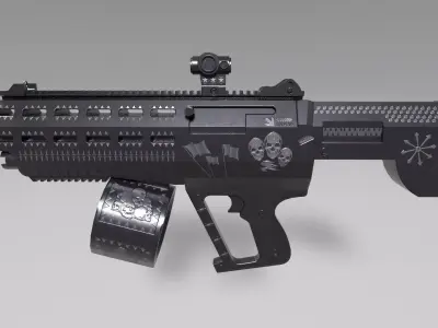 Shot Gun from Hell - Black Color Low-poly 3D model