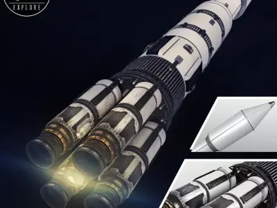 Space sci-fi rocket ship 3D model