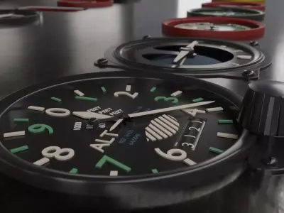 Aircraft Cockpit Gauges - Avionics Low-poly 3D model