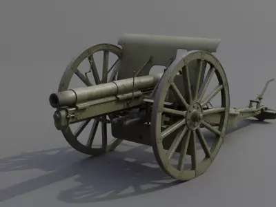 Type 38 Kai 75 mm field gun Low-poly 3D model