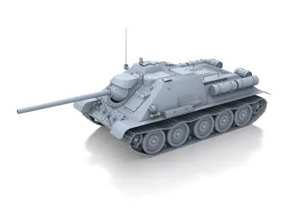 SU-85 - Soviet Self-Propelled Gun  3D model
