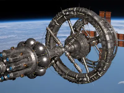 Sci-Fi Interplanetary Space Station 3D model purchase
