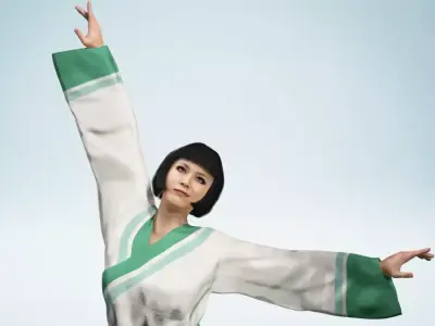 Realistic Asian Woman Kimono Character Traditional Free 3D model