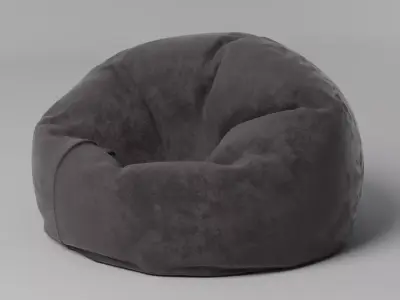 Grey Velvet Bean Bag Free 3D model