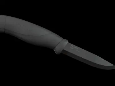 Knife Stainless Steel black Rubber Handle Low-poly 3D model