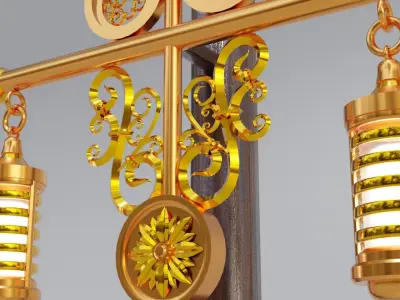 Ornament Gold Wall Lamp for decoration Free low-poly 3D model