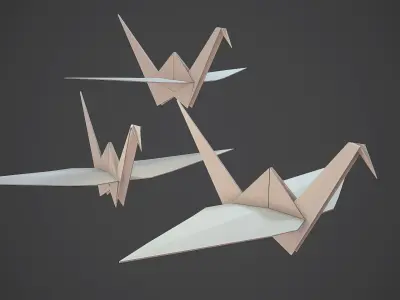  Origami low poly game assets 488 tris Low-poly 3D model