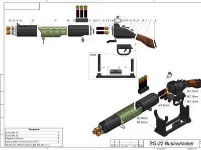 SG-22 Bushwhacker - Helldivers 2 - STL OBJ CAD - Commercial Use 3D print model