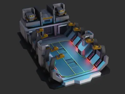 Sci-fi Military Station - Game Ready - PBR Low-poly 3D model