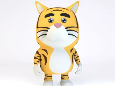 Cartoonish Humanoid Leopard Character Low-poly 3D model