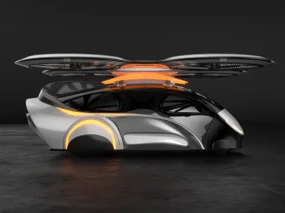 Flying autonomous passenger drone concept 3D model