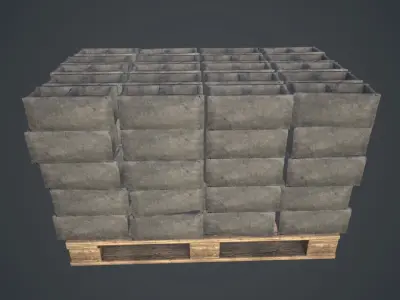 Pallet With Concrete Blocks PBR Game Ready Low-poly 3D model