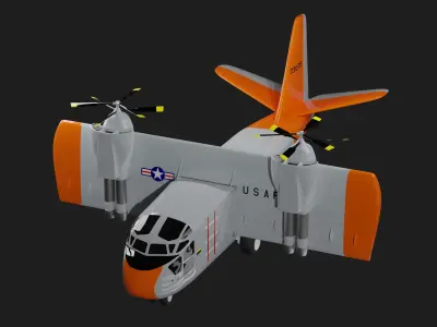 Hiller X-18 - TILTWING EXPERIMENTAL AIRCRAFT - 3D model