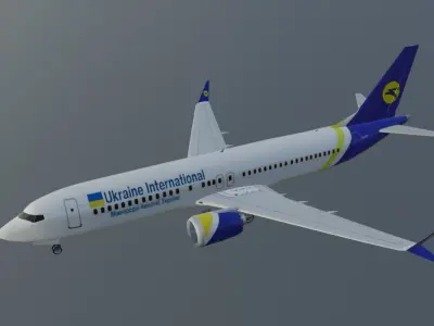 Ukraine intl airlines Boeing 737 max 8 3D Model  Low-poly 3D model