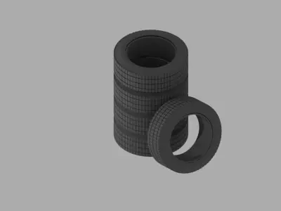 Realistic rubber tire stack Free low-poly 3D model