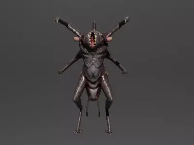  Terrifying Insectoid Monster Low-poly 3D model