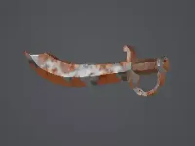 Low Poly Rusty Pirate Cutlass Sword Low-poly 3D model
