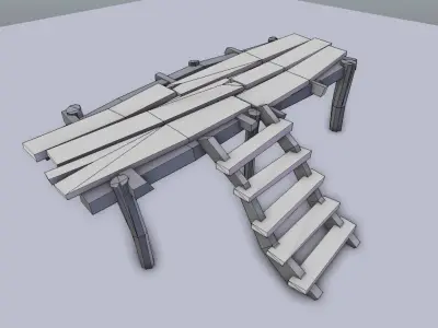 Wooden Docks Pack Low-poly 3D model