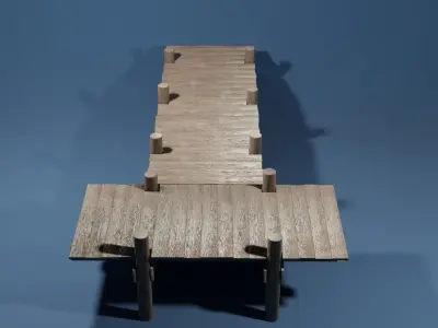 T shaped dock Low-poly 3D model