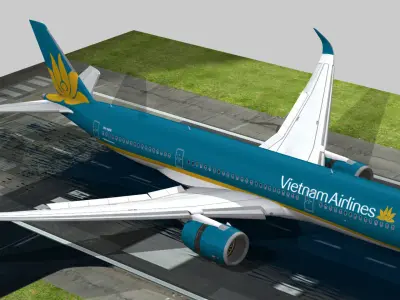 Airbus A350-900 XWB Vietnam Airlines Low-poly 3D model