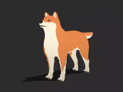 Shiba Dog - NPR Free low-poly 3D model