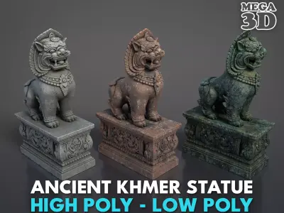 Ancient Khmer Statue16-250523 Low-poly 3D model