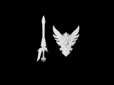 Angel - Sword and Shield Low-poly 3D model