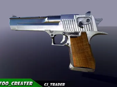 Pistol Desert Eagle Low-poly PBR 3D model Low-poly 3D model