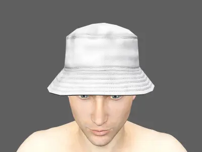 Bucket hat - white Low-poly 3D model