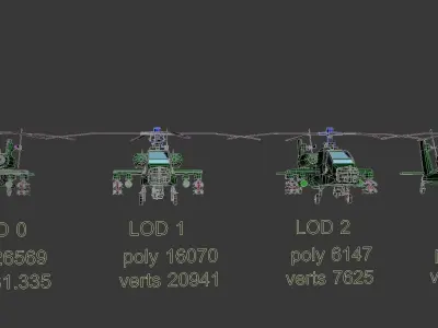 Apache Game Helicopter Low-poly 3D model