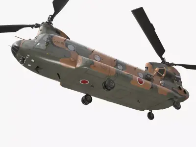 CH-47J Chinook JGSDF Basic Animation Low-poly 3D model