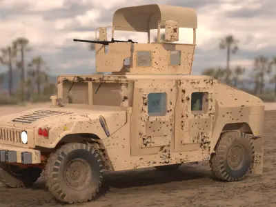 Armored Humvee with chicken basket Low-poly 3D model
