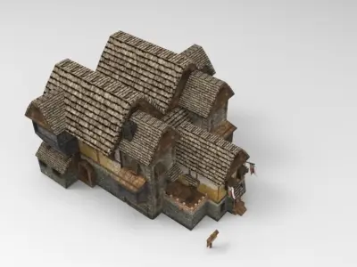 Low poly city hall Low-poly 3D model