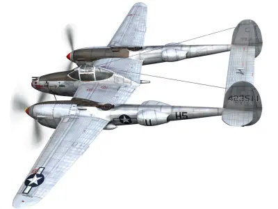 Lockheed P-38 Lightning - Arkansas Traveler 3D model