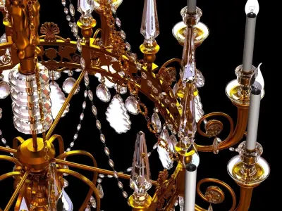 Big antique classic chandelier in brass finish 3D model