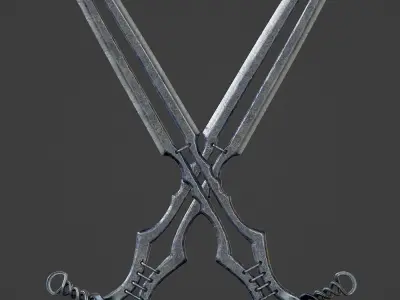 Old Forged Sword PBR Low-poly 3D model