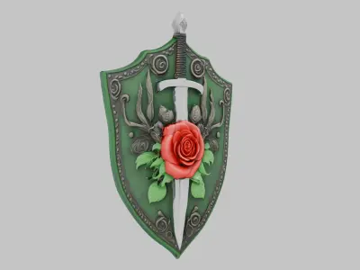 Stylized Shield Emblem Low-poly 3D model