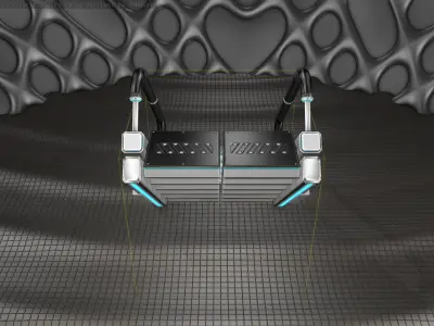 Sci-Fi Stairs - 7- Silver Blue Neon Light Version Low-poly 3D model