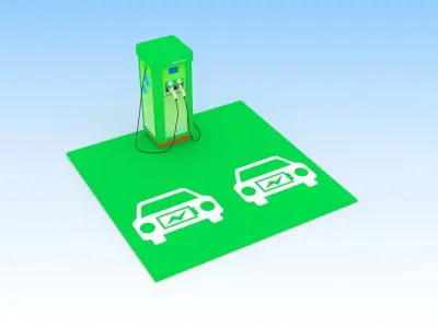 Electric vehicle charging station Low-poly 3D model