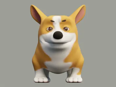 Cartoon Corgi Dog 3D model